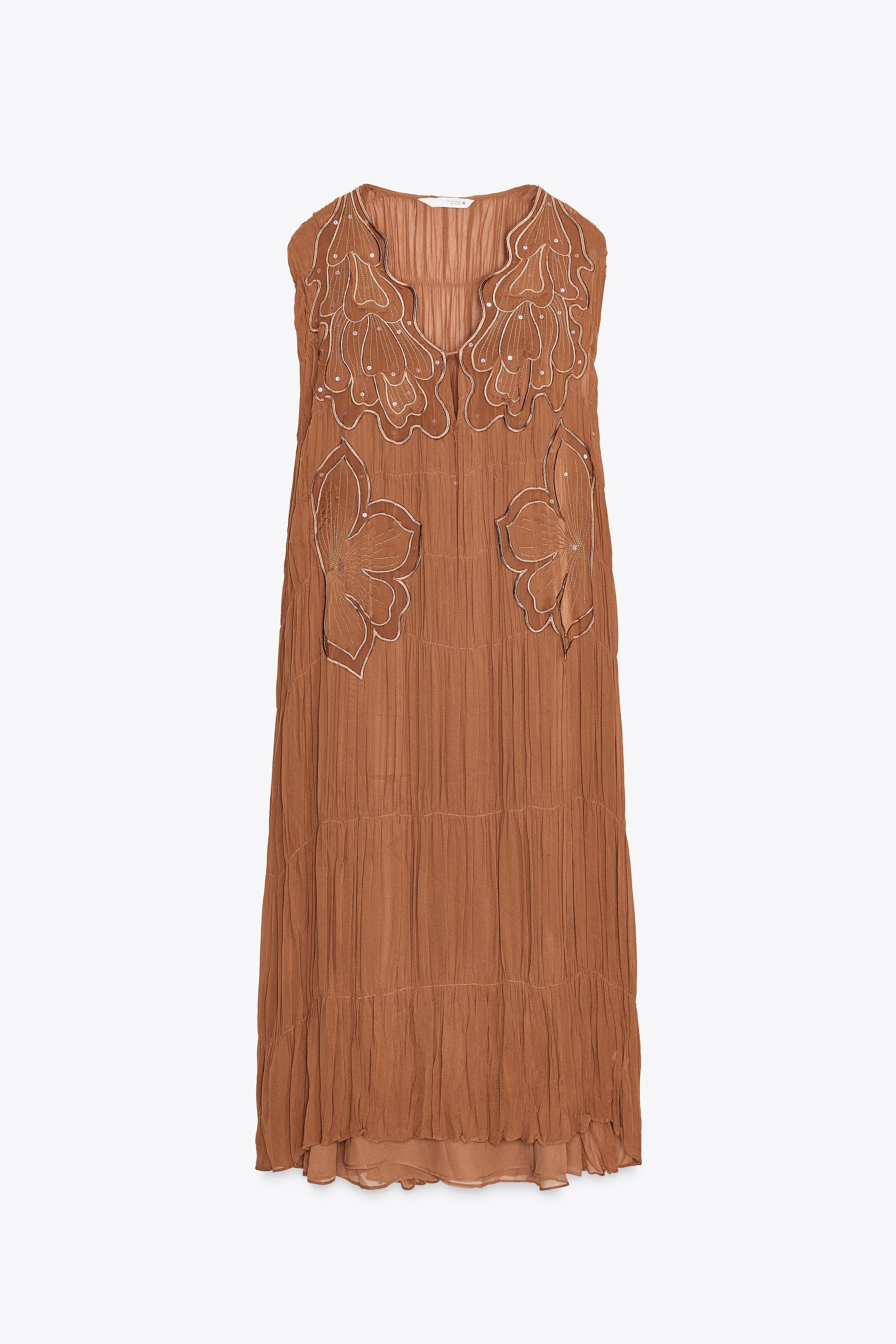 ZW COLLECTION RUCHED EMBROIDERED DRESS